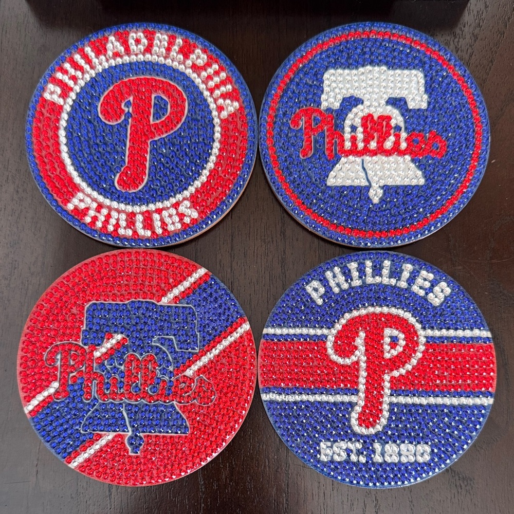 Philadelphia Phillies Diamond Art Coasters – Set of 4 w/Metal Display Holder